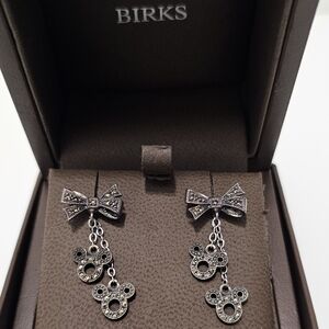 🇨🇦 Birks Disney Mickey Mouse Sterling Silver & Marcasite Earrings Set #1